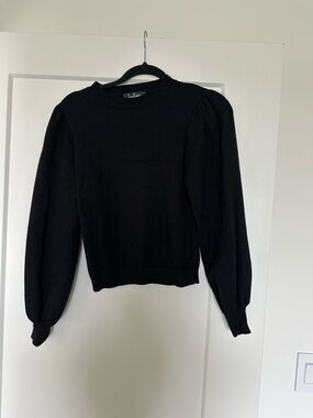 LuLu's Black Ribbed Crew Neck Sweater
